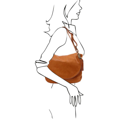 TL Bag - Soft leather shoulder bag with tassel detail | TL141110 - Premium Leather shoulder bags - Shop now at San Rocco Italia