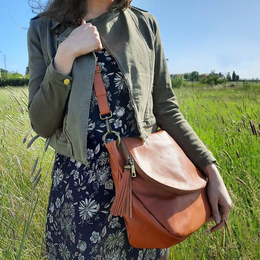 Leather shoulder bags TL Bag - Soft leather shoulder bag with tassel detail | TL141110 San Rocco Italia