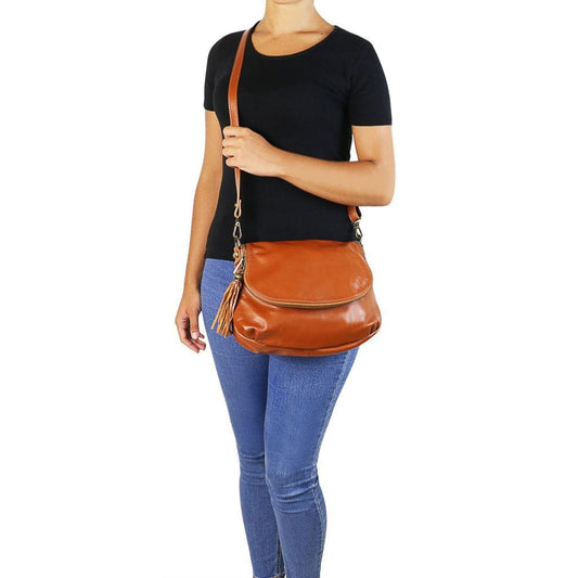 Leather shoulder bags TL Bag - Soft leather shoulder bag with tassel detail | TL141223 San Rocco Italia