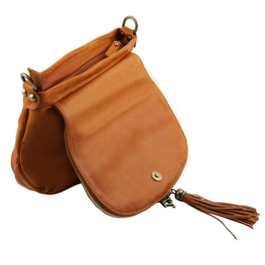 Leather shoulder bags TL Bag - Soft leather shoulder bag with tassel detail | TL141223 San Rocco Italia