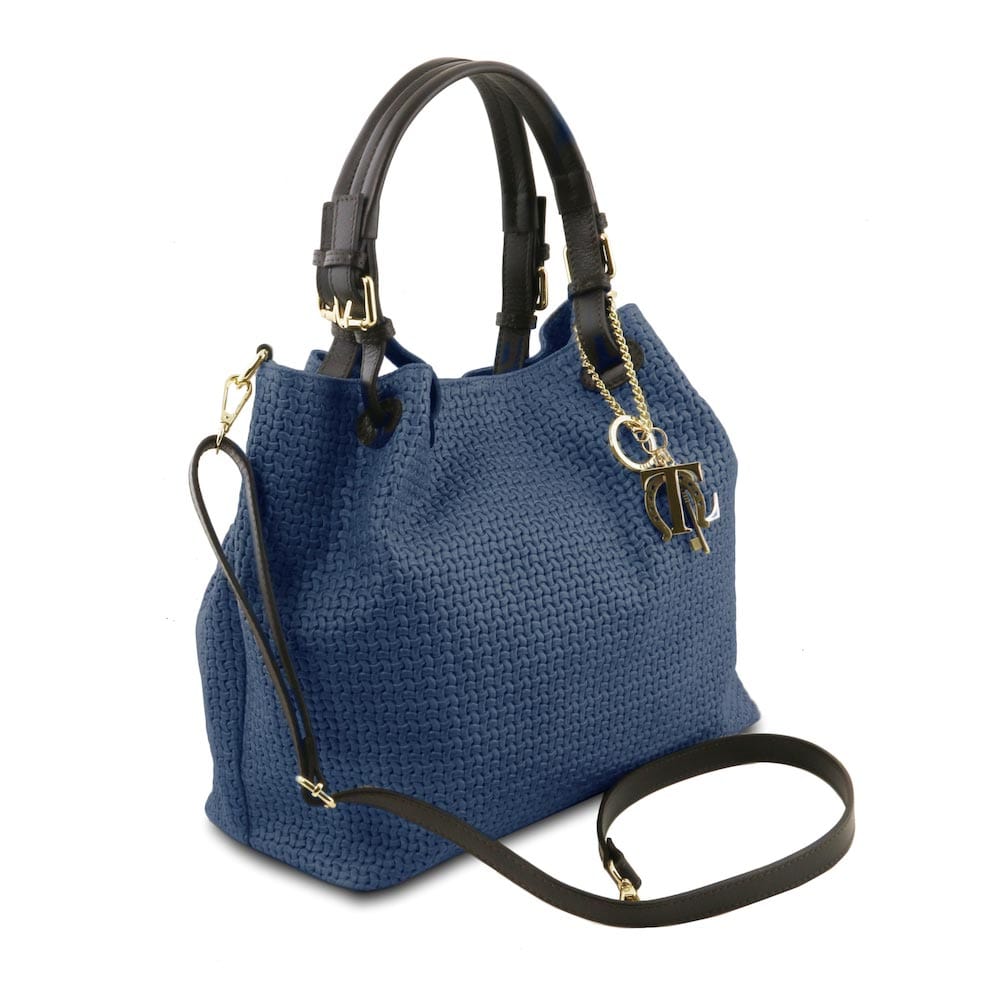 TL KeyLuck - Woven printed leather shopping bag | TL141573 - Premium Leather shoulder bags - Shop now at San Rocco Italia