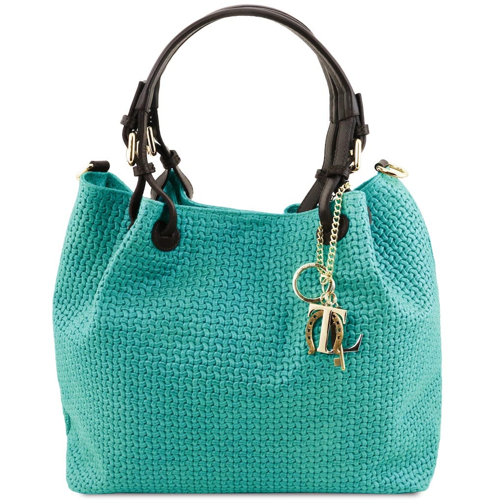 TL KeyLuck - Woven printed leather shopping bag | TL141573 - Premium Leather shoulder bags - Just €128.10! Shop now at San Rocco Italia