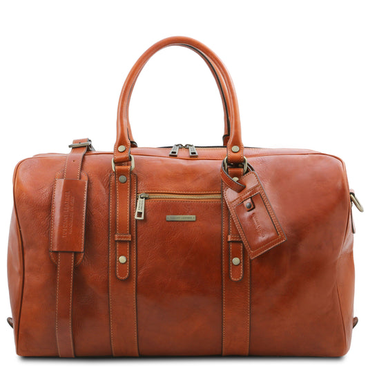 Leather Travel bags Honey TL Voyager - Leather travel bag with front pocket | TL142140 San Rocco Italia