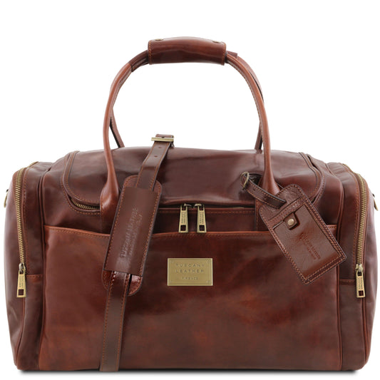 Leather Travel bags Brown TL Voyager - Travel leather bag with side pockets | TL142141 San Rocco Italia