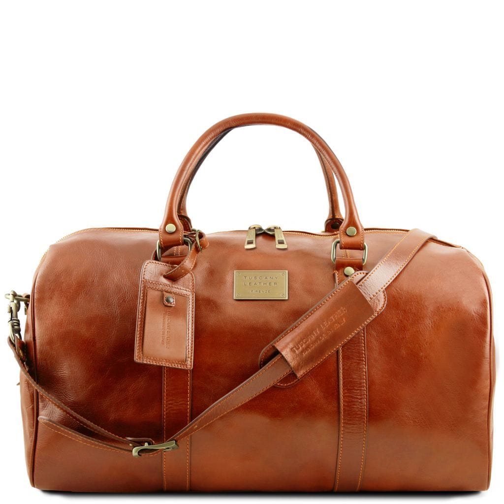 TL Voyager - Travel leather duffle bag with pocket on the back side - Large size | TL141247 - Premium Leather Travel bags - Just €439.20! Shop now at San Rocco Italia