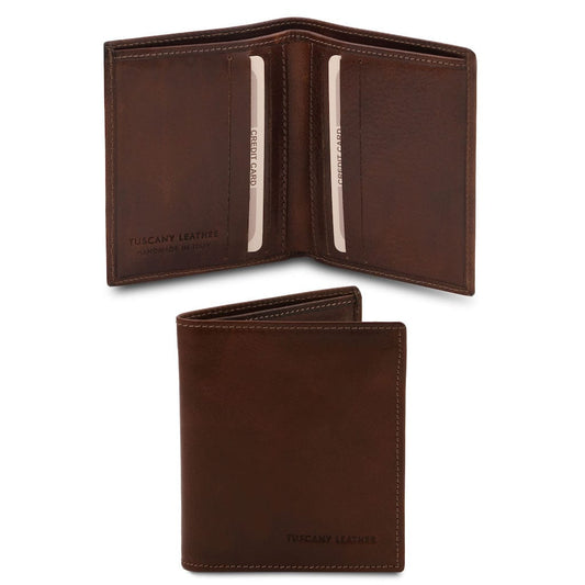 Leather wallets for men Dark Brown Exclusive 2 fold leather wallet for men | TL142064 San Rocco Italia