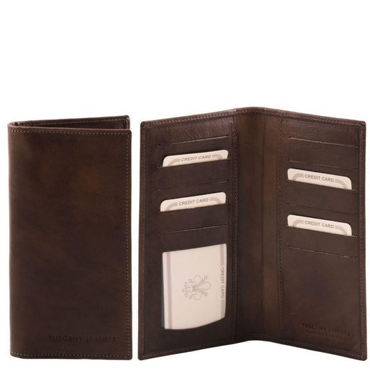 Leather wallets for men Dark Brown Exclusive leather 2 fold vertical wallet | TL140784 San Rocco Italia