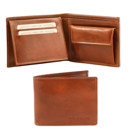 Exclusive leather 3 fold wallet for men with coin pocket | TL140763 - Premium Leather wallets for men - Just €63.44! Shop now at San Rocco Italia