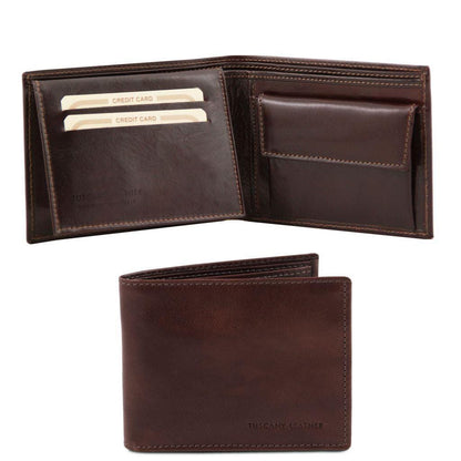 Exclusive leather 3 fold wallet for men with coin pocket | TL140763 - Premium Leather wallets for men - Shop now at San Rocco Italia