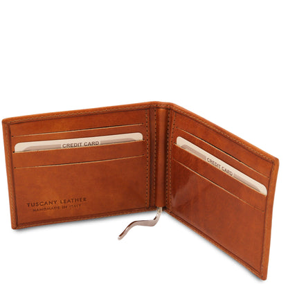 Exclusive leather card holder with money clip | TL142055 - Premium Leather wallets for men - Shop now at San Rocco Italia