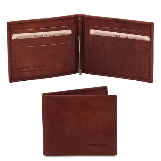 Leather wallets for men Brown Exclusive leather card holder with money clip | TL142055 San Rocco Italia
