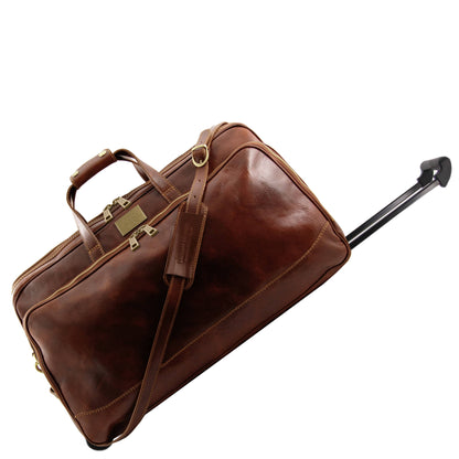 Bora Bora - Trolley leather bag - Small size | TL3065 - Premium Leather Wheeled luggage - Shop now at San Rocco Italia