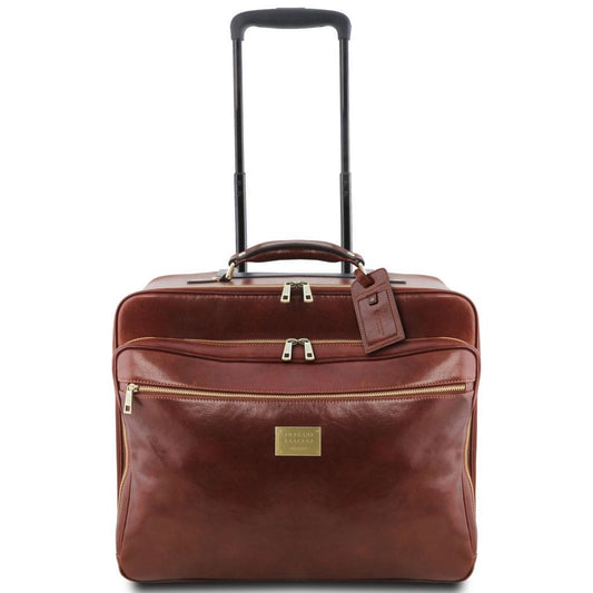 Leather Wheeled luggage Varsavia - Leather pilot case with two wheels | TL141888 San Rocco Italia