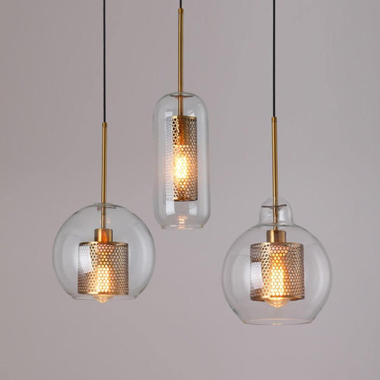 Modern Clear Glass and Bronze Pendant Ceiling Light - Premium Lighting - Shop now at San Rocco Italia