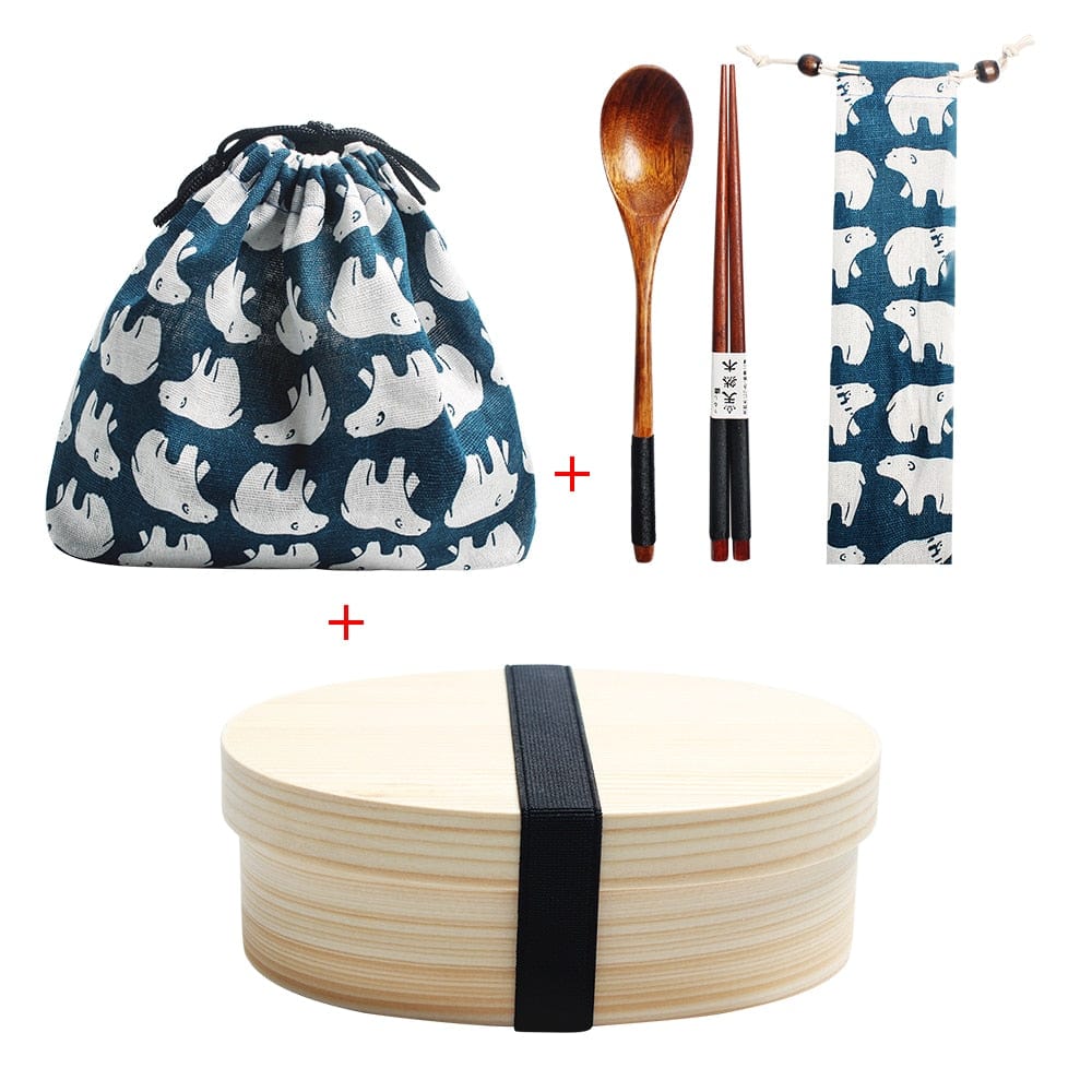 Japanese Wooden Bento Box with Bag and Cutlery - Lunch box - Premium Lunch Boxes & Totes - Shop now at San Rocco Italia