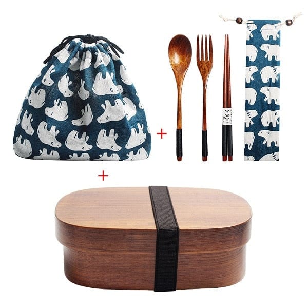 Japanese Wooden Bento Box with Bag and Cutlery - Lunch box - Premium Lunch Boxes & Totes - Just €19.95! Shop now at San Rocco Italia