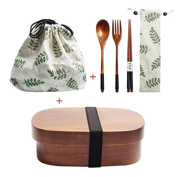 Wooden Japanese Bento Box with Bag and Cutlery - Lunch box - San Rocco Italia