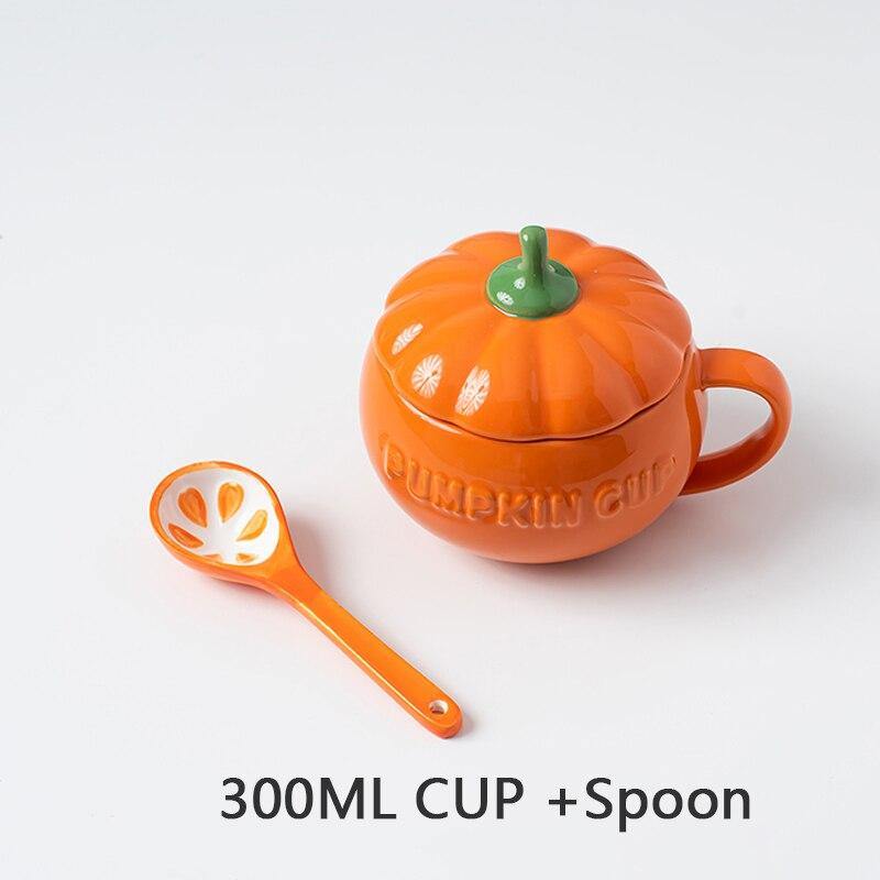 Handmade Ceramic Pumpkin Soup Cup/Mug with Lid - 4 sizes 300/500/800/1500 ml - Matching Spoon Available - Premium Mugs - Shop now at San Rocco Italia