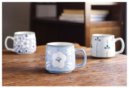 Floral Japanese-Style Hand-Painted Ceramic Tea / Coffee Cups | 250 ml (8.5 oz) - Premium Mugs - Shop now at San Rocco Italia