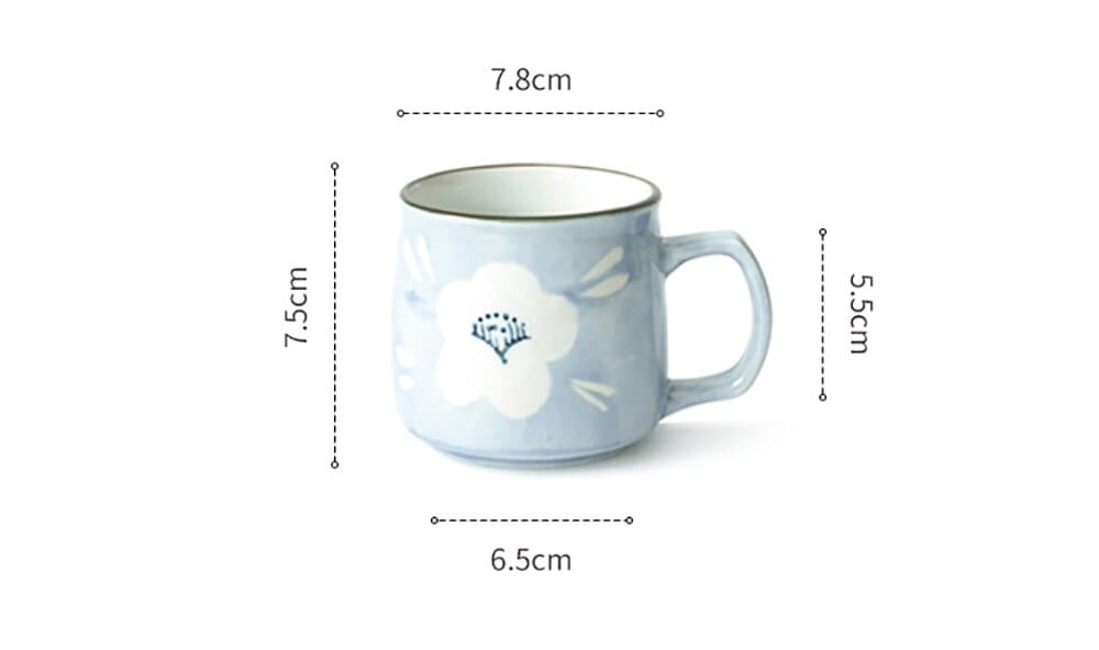 Floral Japanese-Style Hand-Painted Ceramic Tea / Coffee Cups | 250 ml (8.5 oz) - Premium Mugs - Shop now at San Rocco Italia