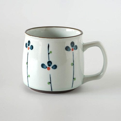 Floral Japanese-Style Hand-Painted Ceramic Tea / Coffee Cups | 250 ml (8.5 oz) - Premium Mugs - Shop now at San Rocco Italia