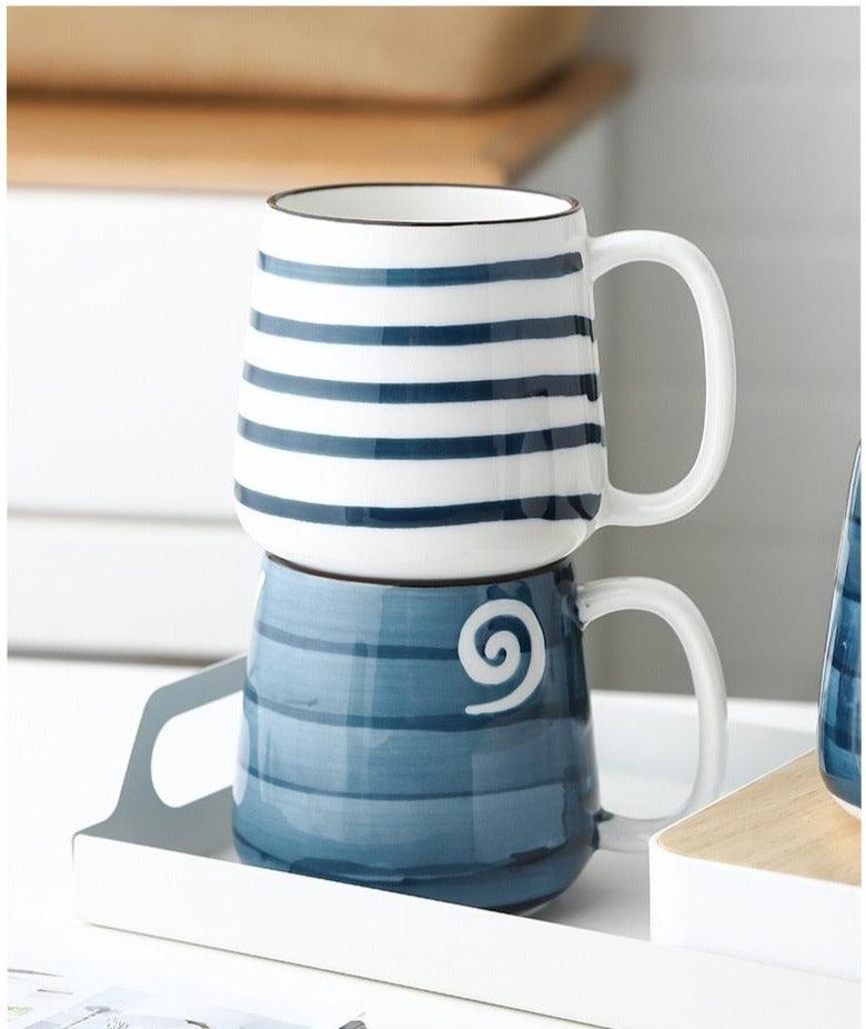 Large Hand Painted Blue and White Coastal Mugs - Premium Mugs - Just €29.95! Shop now at San Rocco Italia