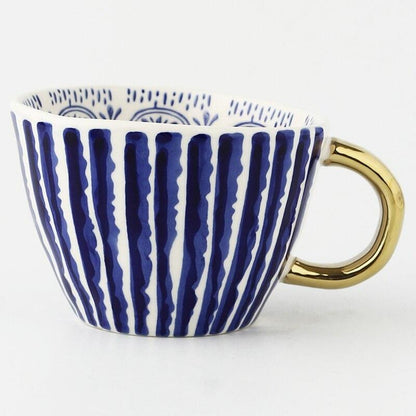 Large Hand Painted Coffee / Tea Cups - Gold Handles - 330 ml - Premium Mugs - Shop now at San Rocco Italia