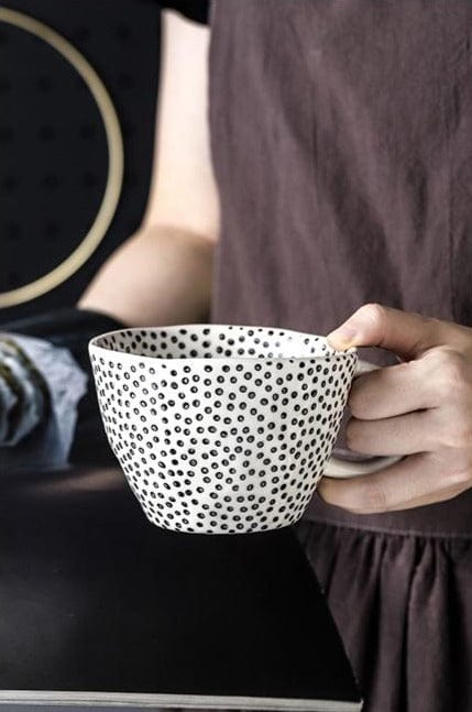 Large Hand Painted Coffee / Tea Cups - White Handles - 330 ml - Premium Mugs - Shop now at San Rocco Italia