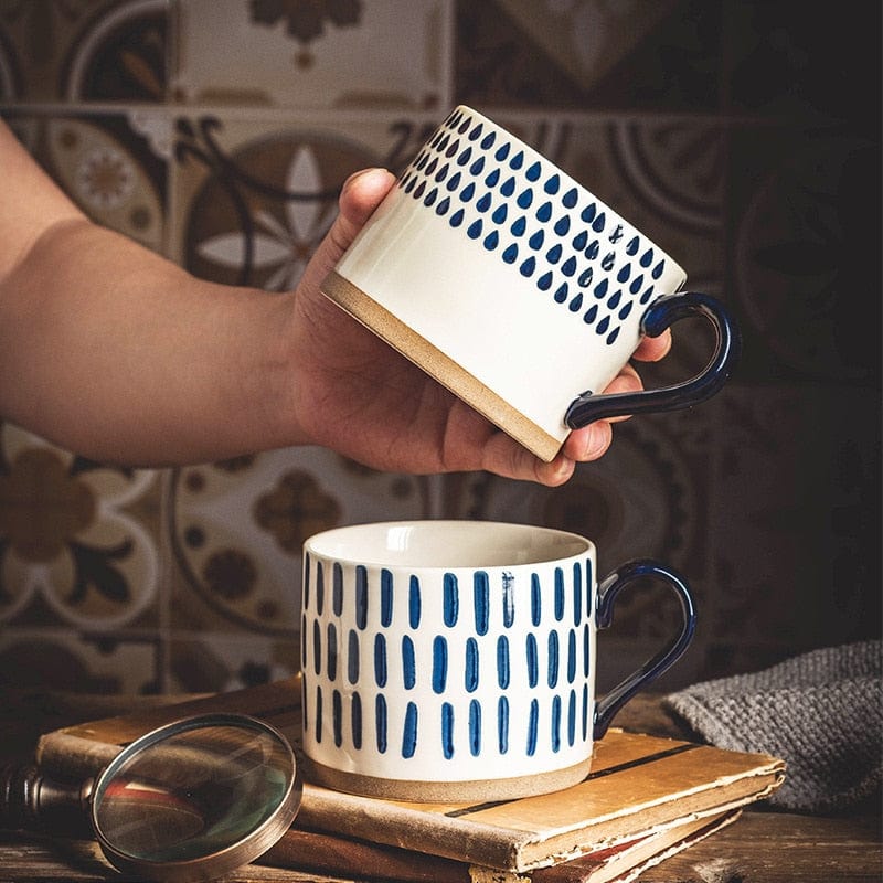 Large Stoneware Breakfast/Soup Mugs - Hand Painted 450 ml - Mugs - San Rocco Italia