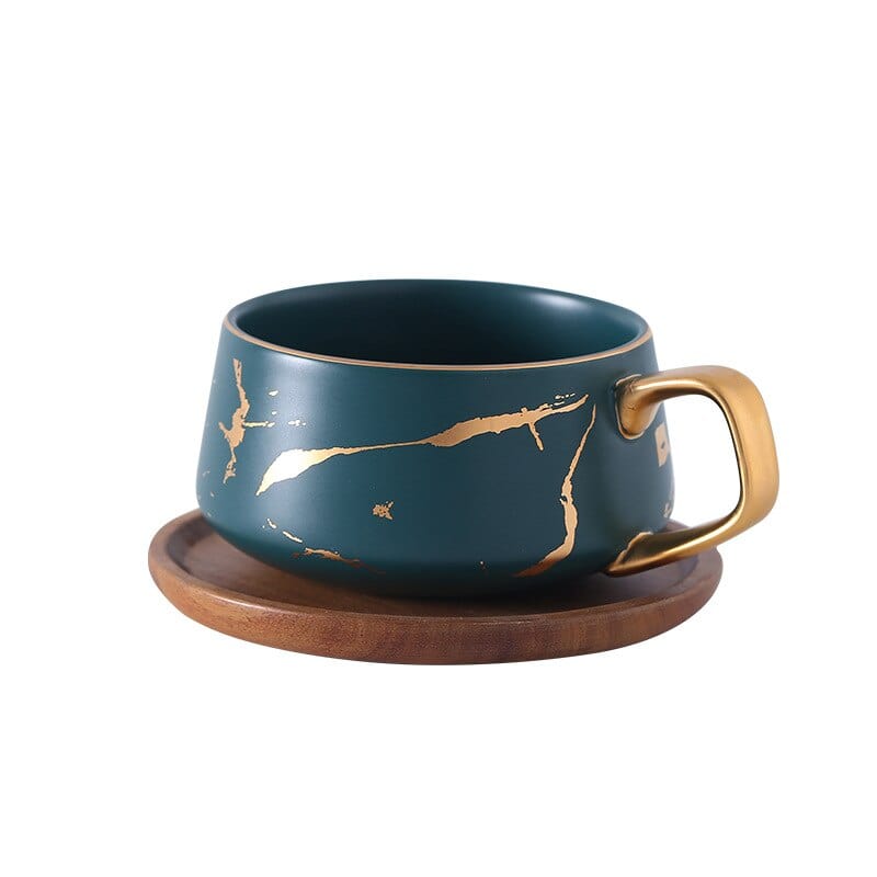 Marble Mugs with Wood Saucers / Lids | 300 ml and 400 ml - Premium Mugs - Shop now at San Rocco Italia