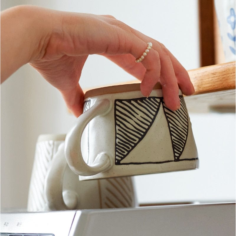 Retro-Style Hand Painted Irregular Shaped Ceramic Tea / Coffee Cups - Premium Mugs - Just €26.95! Shop now at San Rocco Italia