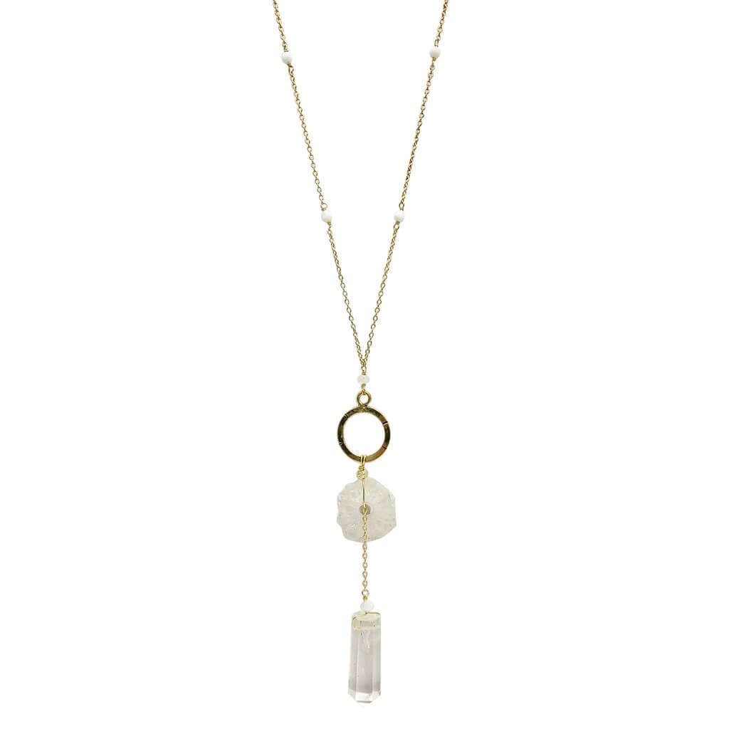 Solar Quartz + Crystal Y Necklace - Premium Necklace - Shop now at San Rocco Italia