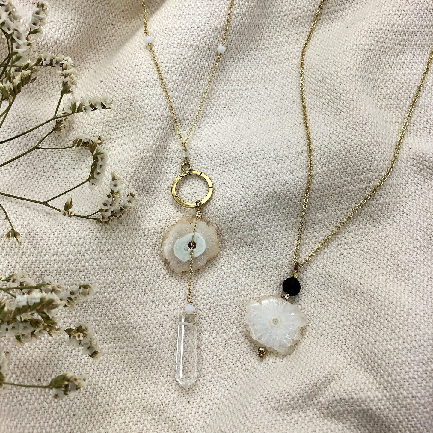 Solar Quartz + Crystal Y Necklace - Premium Necklace - Shop now at San Rocco Italia