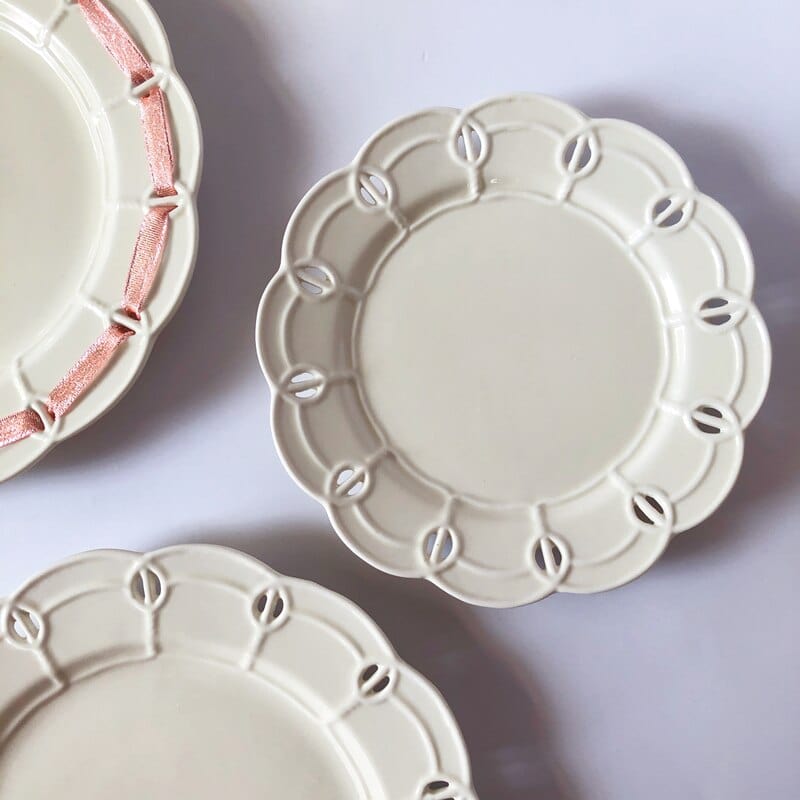 French Style Cream White Embossed Ceramic Dinnerware - 8-inch and 10-inch Plates - Plates - San Rocco Italia