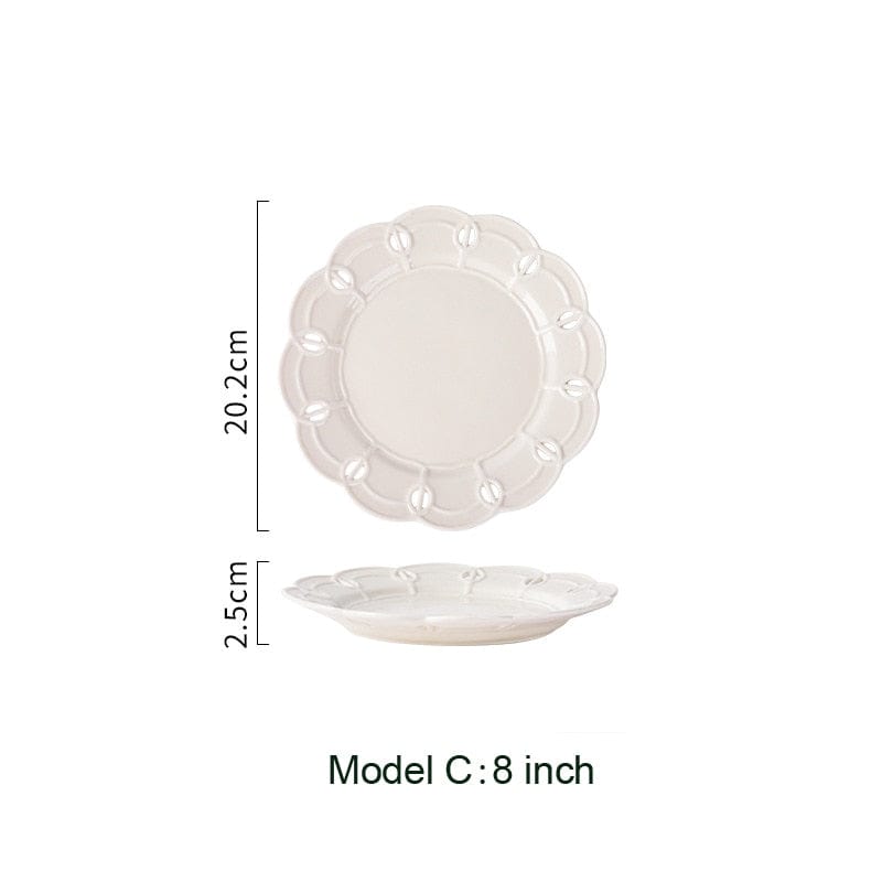 French Style Cream White Openwork and Embossed Ceramic Dinnerware ...