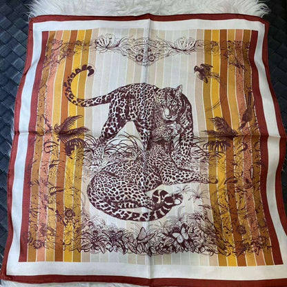 100% Silk Wild Animal Print Scarves - 70x70 cm - Premium Scarf - Shop now at San Rocco Italia