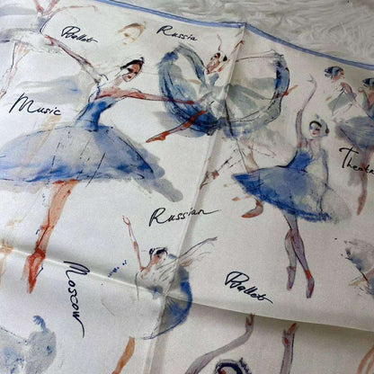 Ballet Dancer Pure Silk Scarf -  70x70 cm (approx. 28x28 inches) - Premium Scarf - Shop now at San Rocco Italia