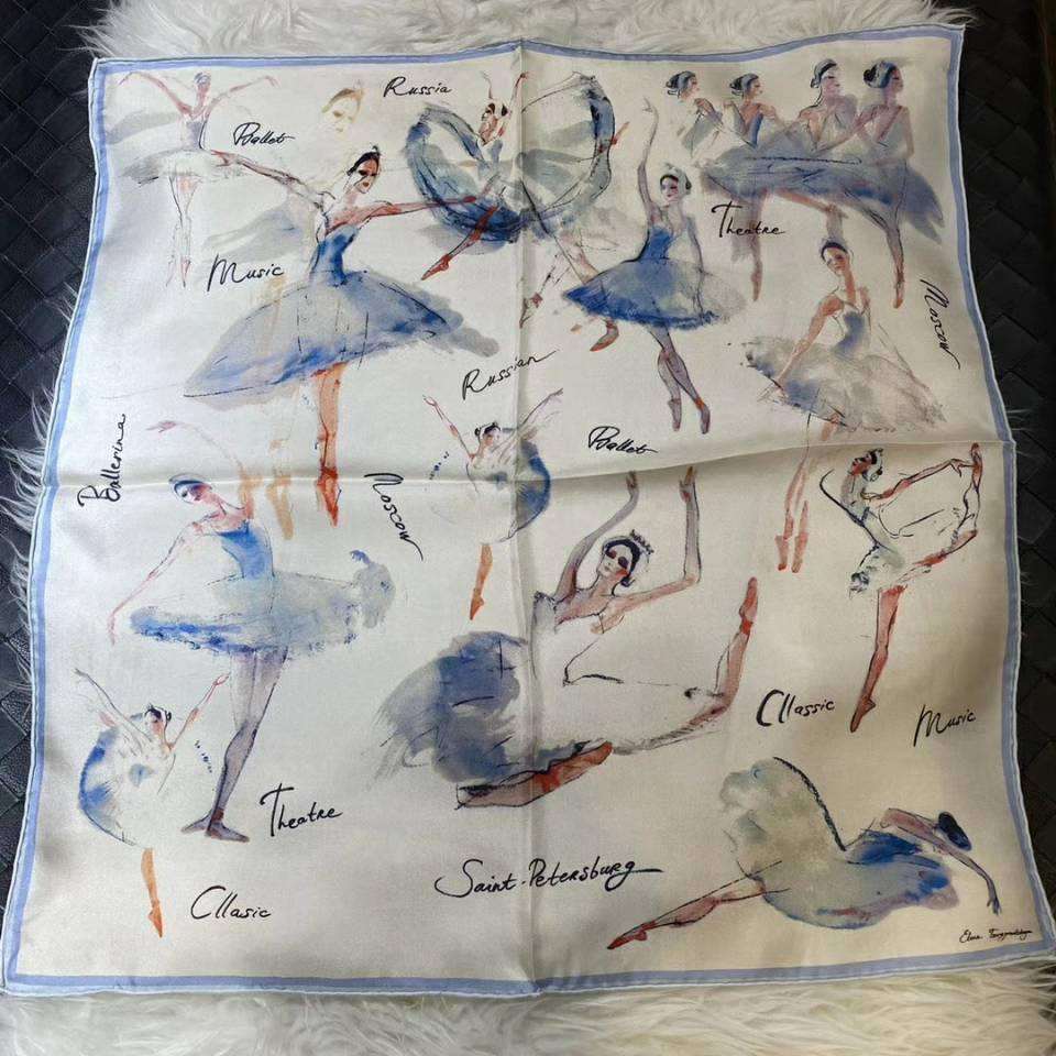 Ballet Dancer Pure Silk Scarf -  70x70 cm (approx. 28x28 inches) - Premium Scarf - Just €37.95! Shop now at San Rocco Italia