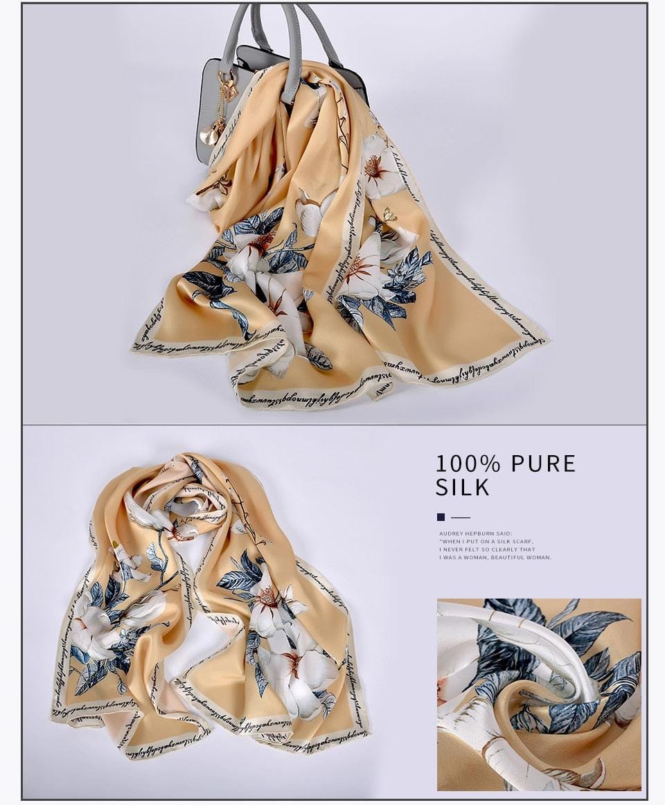 Floral Silk Scarves | 175x52 cm (approx. 69x20 inches) - Premium Scarf - Shop now at San Rocco Italia