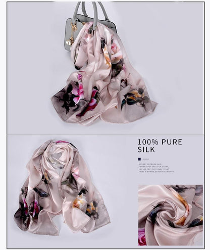 Floral Silk Scarves | 175x52 cm (approx. 69x20 inches) - Premium Scarf - Shop now at San Rocco Italia