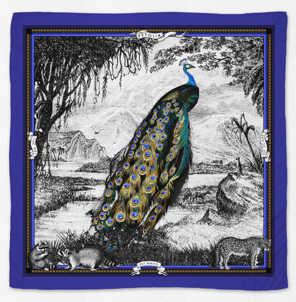 Peacock Feathers - Blue Silk Scarf - Scarves & Bandanas - San Rocco Italia