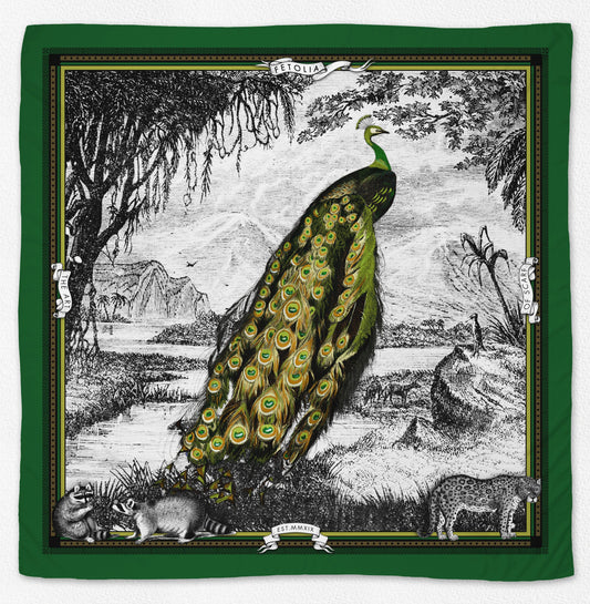 Peacock Feathers - Green Silk Scarf - Premium Scarves & Bandanas - Shop now at San Rocco Italia