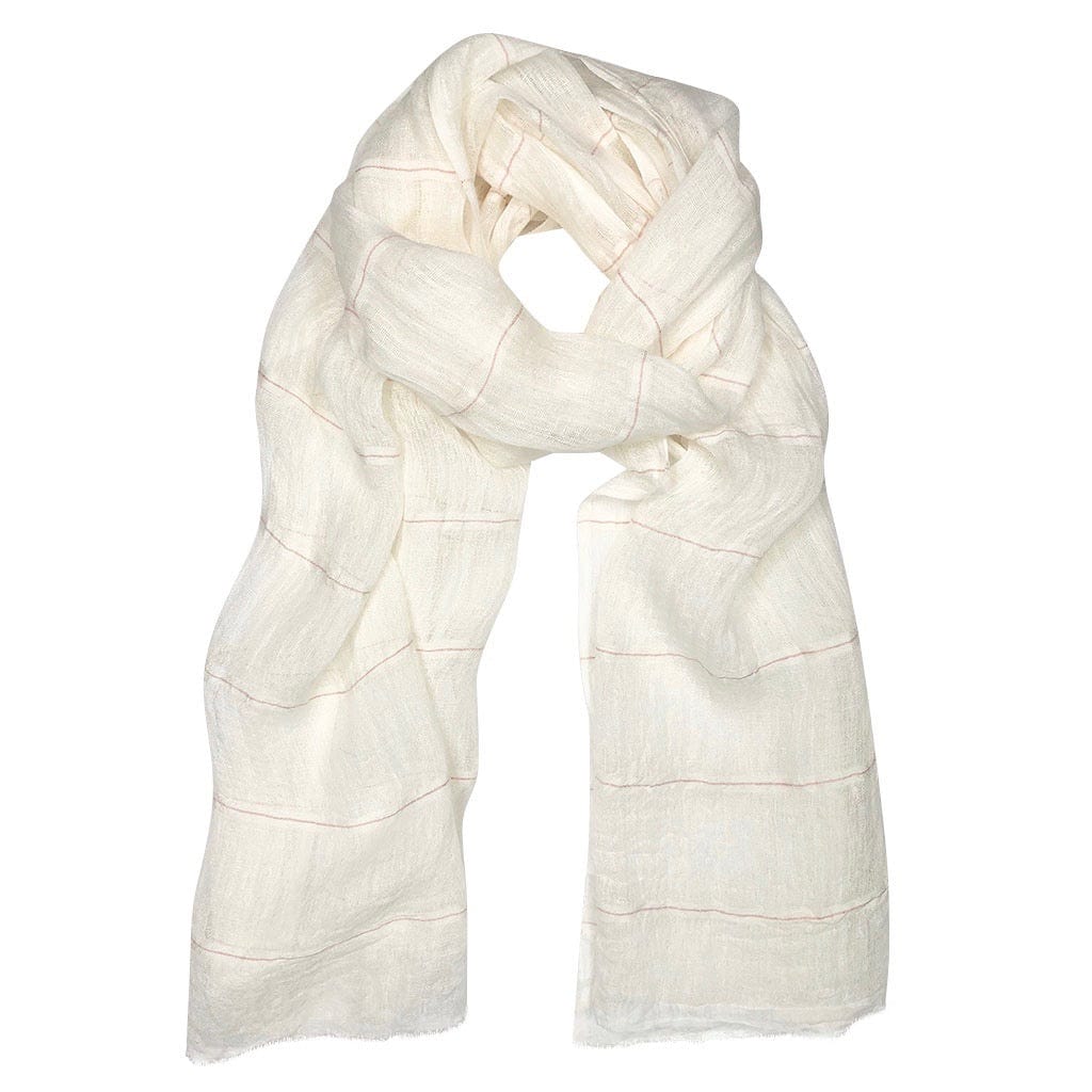 White Gauze Stripe Linen Scarf / Shawl Wrap from Ethiopia - Premium Scarves & Bandanas - Shop now at San Rocco Italia