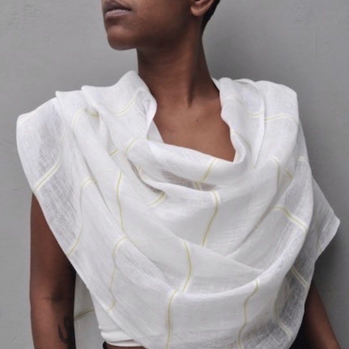 White Gauze Stripe Linen Scarf / Shawl Wrap from Ethiopia - Premium Scarves & Bandanas - Shop now at San Rocco Italia