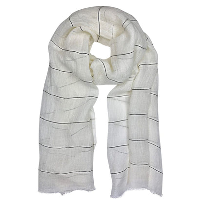 White Gauze Stripe Linen Scarf / Shawl Wrap from Ethiopia - Premium Scarves & Bandanas - Shop now at San Rocco Italia