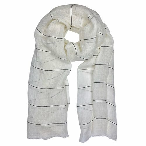 White Gauze Stripe Linen Scarf / Shawl Wrap from Ethiopia - Premium Scarves & Bandanas - Shop now at San Rocco Italia