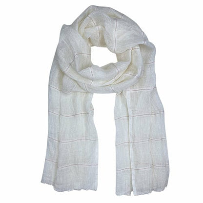 White Gauze Stripe Linen Scarf / Shawl Wrap from Ethiopia - Premium Scarves & Bandanas - Shop now at San Rocco Italia