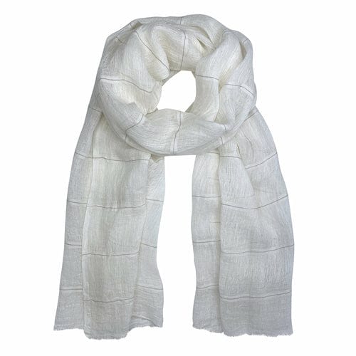 White Gauze Stripe Linen Scarf / Shawl Wrap from Ethiopia - Premium Scarves & Bandanas - Shop now at San Rocco Italia