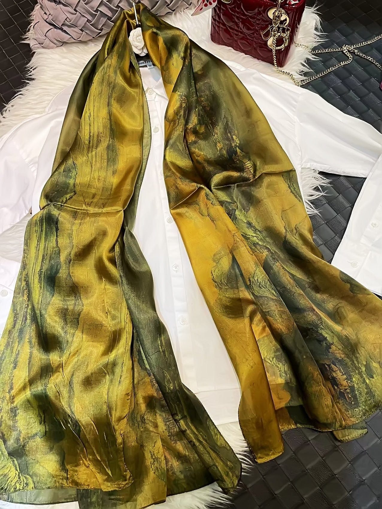 Sheer Genuine Mulberry Silk Scarves | 175 x 110 cm (approx. 69 x 43 inches) - Premium scarves - Shop now at San Rocco Italia