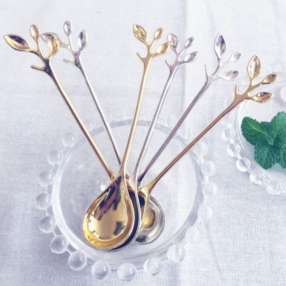 Leaf Spoons and Forks - Set of 8 - Premium Silverware - Shop now at San Rocco Italia